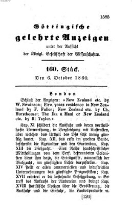Göttingische gelehrte Anzeigen (Göttingische Zeitungen von gelehrten Sachen) Samstag 6. Oktober 1860