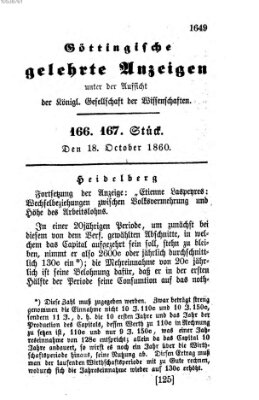 Göttingische gelehrte Anzeigen (Göttingische Zeitungen von gelehrten Sachen) Donnerstag 18. Oktober 1860