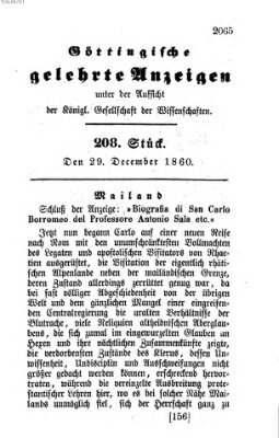 Göttingische gelehrte Anzeigen (Göttingische Zeitungen von gelehrten Sachen) Samstag 29. Dezember 1860