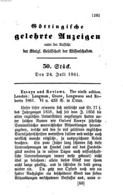 Göttingische gelehrte Anzeigen (Göttingische Zeitungen von gelehrten Sachen) Mittwoch 24. Juli 1861