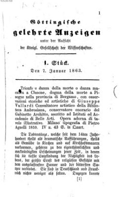 Göttingische gelehrte Anzeigen (Göttingische Zeitungen von gelehrten Sachen) Mittwoch 7. Januar 1863