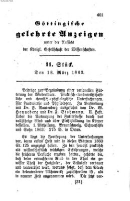 Göttingische gelehrte Anzeigen (Göttingische Zeitungen von gelehrten Sachen) Mittwoch 18. März 1863