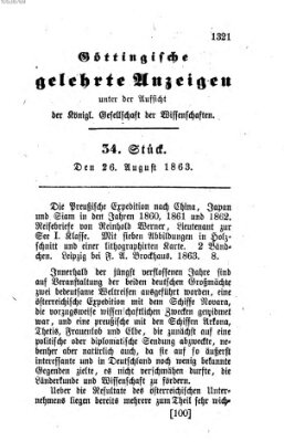 Göttingische gelehrte Anzeigen (Göttingische Zeitungen von gelehrten Sachen) Mittwoch 26. August 1863