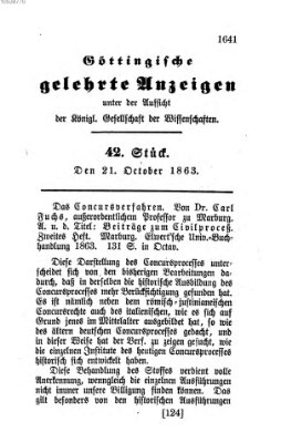 Göttingische gelehrte Anzeigen (Göttingische Zeitungen von gelehrten Sachen) Mittwoch 21. Oktober 1863