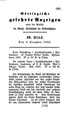 Göttingische gelehrte Anzeigen (Göttingische Zeitungen von gelehrten Sachen) Mittwoch 9. Dezember 1863