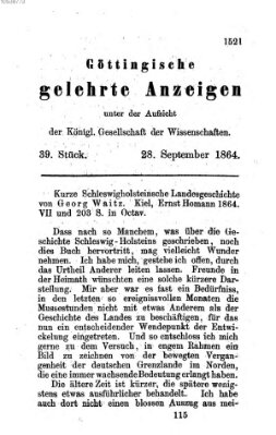 Göttingische gelehrte Anzeigen (Göttingische Zeitungen von gelehrten Sachen) Mittwoch 28. September 1864