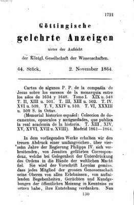 Göttingische gelehrte Anzeigen (Göttingische Zeitungen von gelehrten Sachen) Mittwoch 2. November 1864