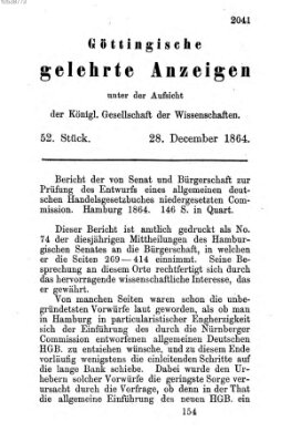 Göttingische gelehrte Anzeigen (Göttingische Zeitungen von gelehrten Sachen) Mittwoch 28. Dezember 1864