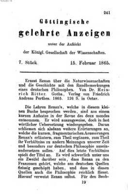 Göttingische gelehrte Anzeigen (Göttingische Zeitungen von gelehrten Sachen) Donnerstag 16. Februar 1865