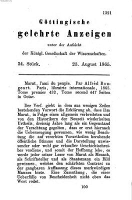 Göttingische gelehrte Anzeigen (Göttingische Zeitungen von gelehrten Sachen) Mittwoch 23. August 1865