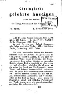 Göttingische gelehrte Anzeigen (Göttingische Zeitungen von gelehrten Sachen) Mittwoch 6. September 1865