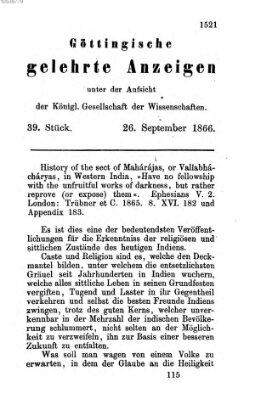 Göttingische gelehrte Anzeigen (Göttingische Zeitungen von gelehrten Sachen) Mittwoch 26. September 1866