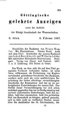 Göttingische gelehrte Anzeigen (Göttingische Zeitungen von gelehrten Sachen) Mittwoch 6. Februar 1867