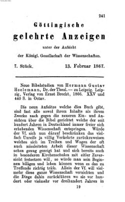 Göttingische gelehrte Anzeigen (Göttingische Zeitungen von gelehrten Sachen) Mittwoch 13. Februar 1867