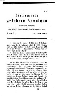 Göttingische gelehrte Anzeigen (Göttingische Zeitungen von gelehrten Sachen) Mittwoch 26. Mai 1869