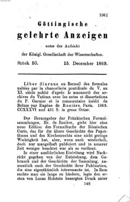 Göttingische gelehrte Anzeigen (Göttingische Zeitungen von gelehrten Sachen) Mittwoch 15. Dezember 1869