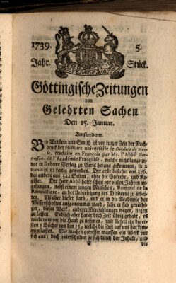 Göttingische Zeitungen von gelehrten Sachen Donnerstag 15. Januar 1739