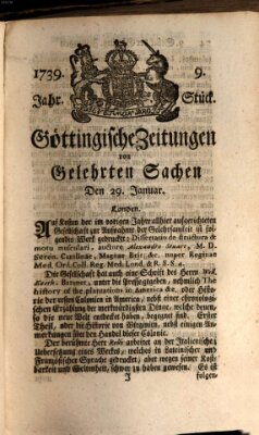 Göttingische Zeitungen von gelehrten Sachen Donnerstag 29. Januar 1739