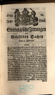 Göttingische Zeitungen von gelehrten Sachen Montag 9. Februar 1739