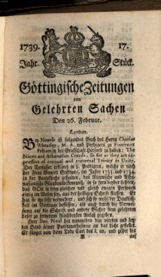 Göttingische Zeitungen von gelehrten Sachen Donnerstag 26. Februar 1739