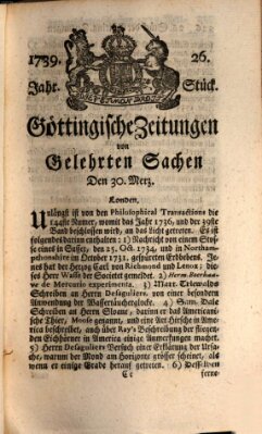 Göttingische Zeitungen von gelehrten Sachen Montag 30. März 1739