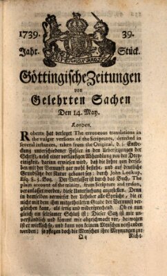 Göttingische Zeitungen von gelehrten Sachen Donnerstag 14. Mai 1739