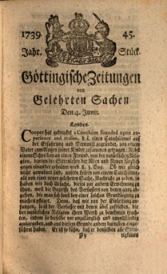 Göttingische Zeitungen von gelehrten Sachen Donnerstag 4. Juni 1739