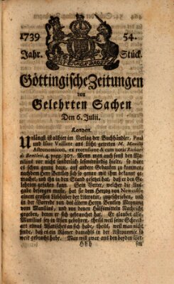 Göttingische Zeitungen von gelehrten Sachen Montag 6. Juli 1739