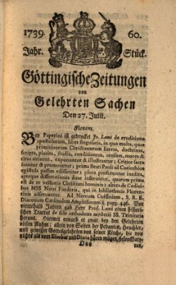 Göttingische Zeitungen von gelehrten Sachen Montag 27. Juli 1739