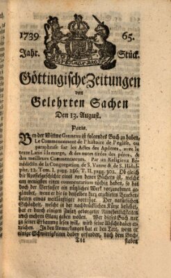 Göttingische Zeitungen von gelehrten Sachen Donnerstag 13. August 1739