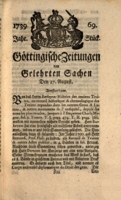 Göttingische Zeitungen von gelehrten Sachen Donnerstag 27. August 1739