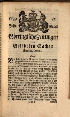 Göttingische Zeitungen von gelehrten Sachen Donnerstag 22. Oktober 1739