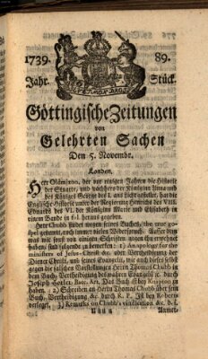 Göttingische Zeitungen von gelehrten Sachen Donnerstag 5. November 1739