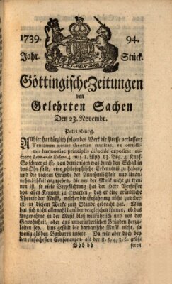 Göttingische Zeitungen von gelehrten Sachen Montag 23. November 1739