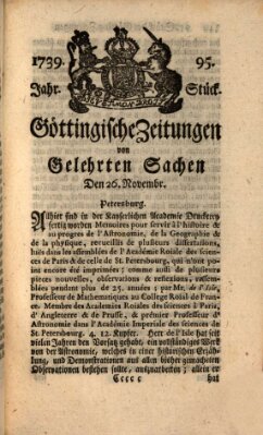 Göttingische Zeitungen von gelehrten Sachen Donnerstag 26. November 1739