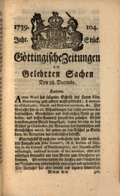 Göttingische Zeitungen von gelehrten Sachen Montag 28. Dezember 1739