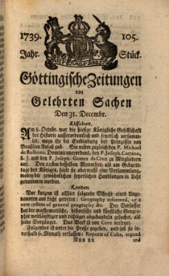 Göttingische Zeitungen von gelehrten Sachen Donnerstag 31. Dezember 1739