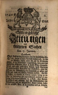 Göttingische Zeitungen von gelehrten Sachen Donnerstag 7. Januar 1740