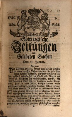 Göttingische Zeitungen von gelehrten Sachen Montag 11. Januar 1740