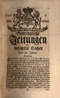 Göttingische Zeitungen von gelehrten Sachen Donnerstag 28. Januar 1740