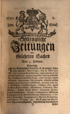 Göttingische Zeitungen von gelehrten Sachen Montag 1. Februar 1740