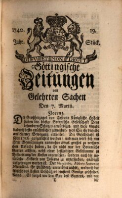 Göttingische Zeitungen von gelehrten Sachen Montag 7. März 1740