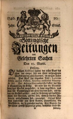 Göttingische Zeitungen von gelehrten Sachen Donnerstag 10. März 1740