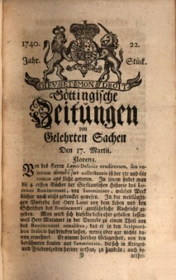 Göttingische Zeitungen von gelehrten Sachen Donnerstag 17. März 1740