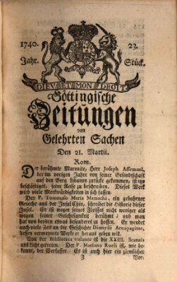 Göttingische Zeitungen von gelehrten Sachen Monday 21. March 1740