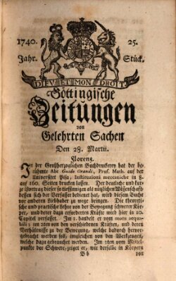 Göttingische Zeitungen von gelehrten Sachen Montag 28. März 1740