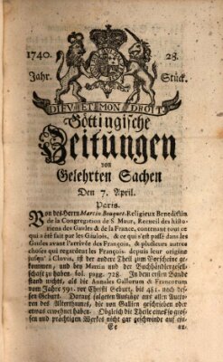 Göttingische Zeitungen von gelehrten Sachen Donnerstag 7. April 1740