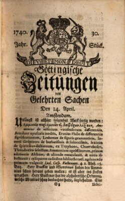 Göttingische Zeitungen von gelehrten Sachen Donnerstag 14. April 1740