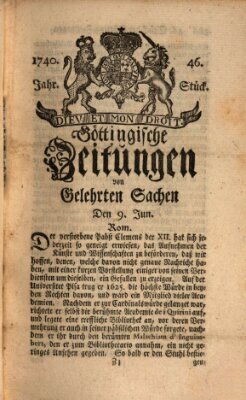 Göttingische Zeitungen von gelehrten Sachen Donnerstag 9. Juni 1740