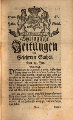 Göttingische Zeitungen von gelehrten Sachen Montag 13. Juni 1740